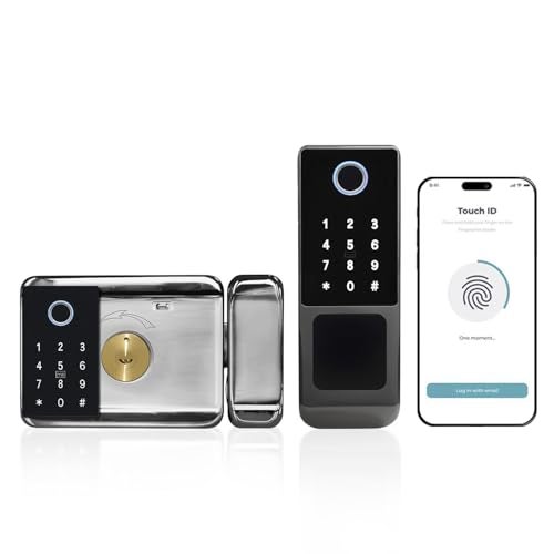 We Technology smart latch double gate lock, electronic gate latch for outdoor fence, waterproof keyless smart rim lock, electric double sided keypad locks, Fingerprint, Passcode, Key, IC Card, Tuya App - Image 1
