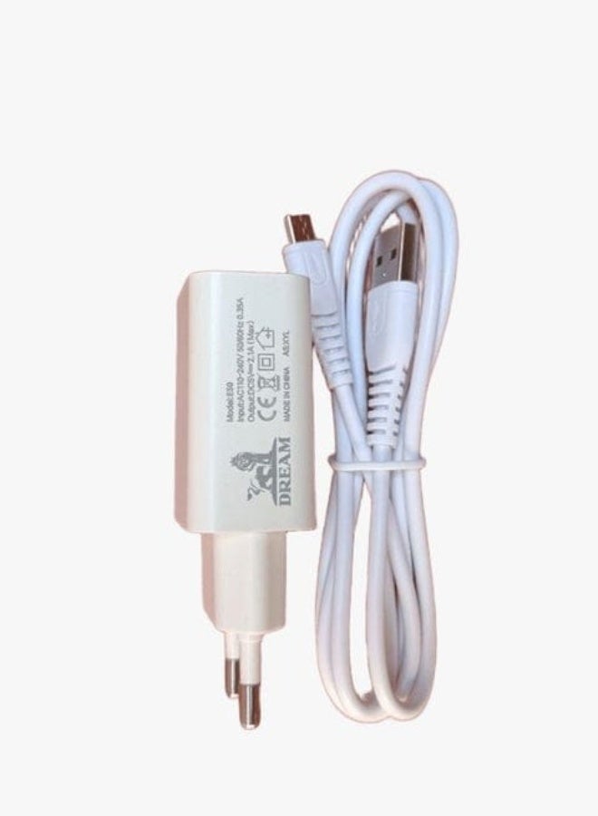 دريم شاحن دريم  مايكرو يو إس بي سريع، أبيض - Image 3