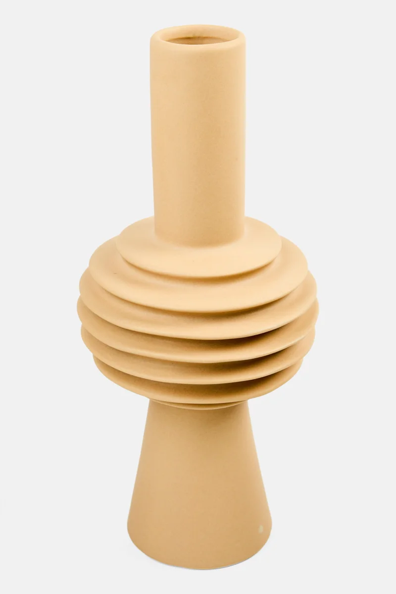 Muy Mucho Ceramic Vase 31 H x 15 D cm, Light Brown