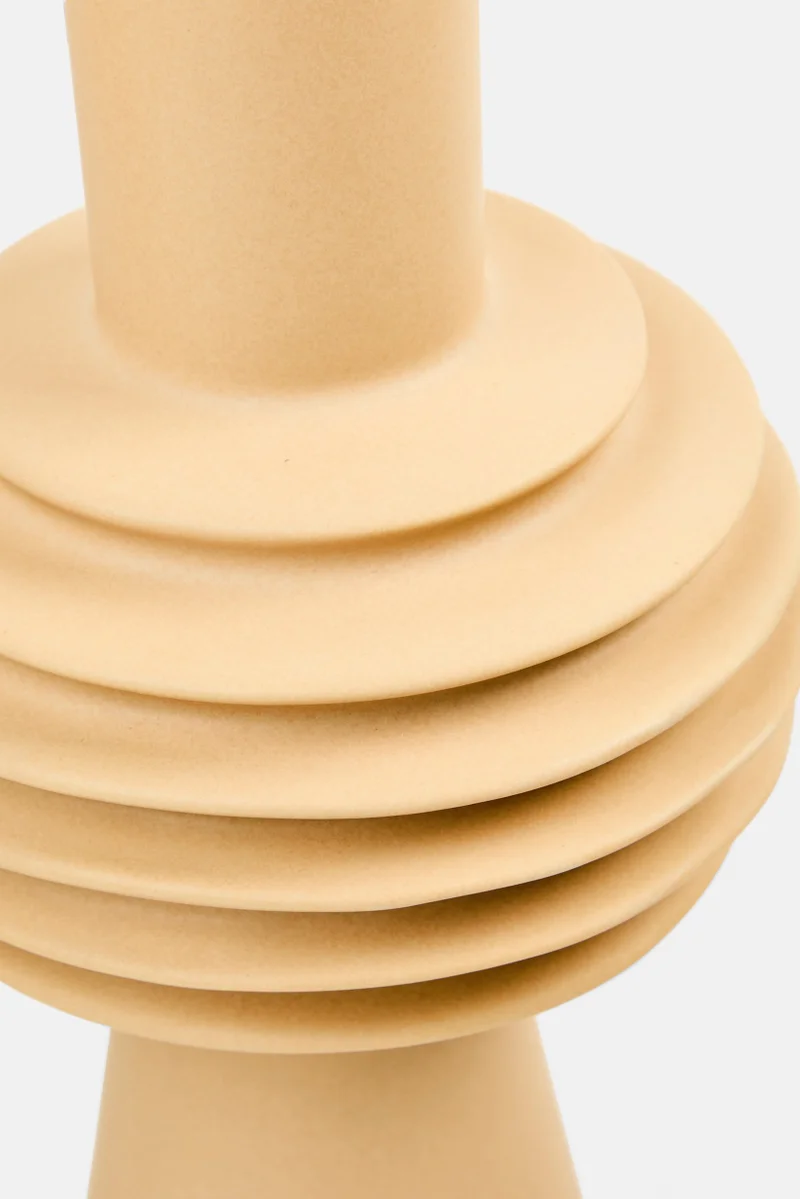 موي موتشو فازة سيراميك 31 سم ارتفاع × 15 سم قطر، بني فاتح