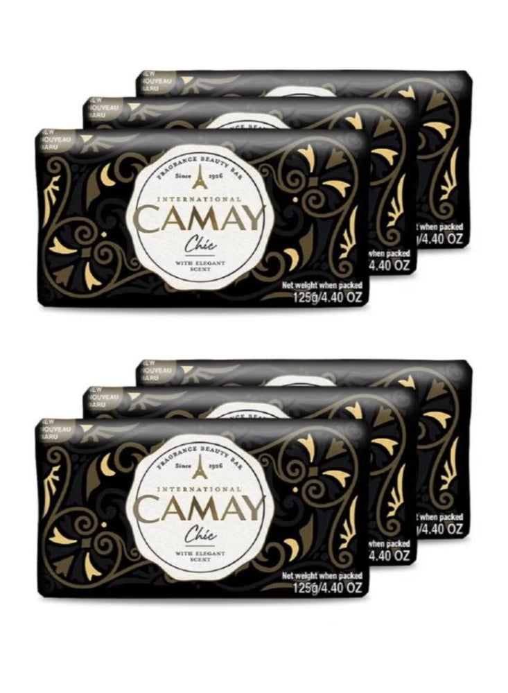 Chic Citrus Beauty Soap with Aromatic Wood, Indulging French Fragrance, Moisturizing Bathing Body Soap with Nature’s Scent & Creamy Lather for Daily Skincare, 125g 6 Pcs