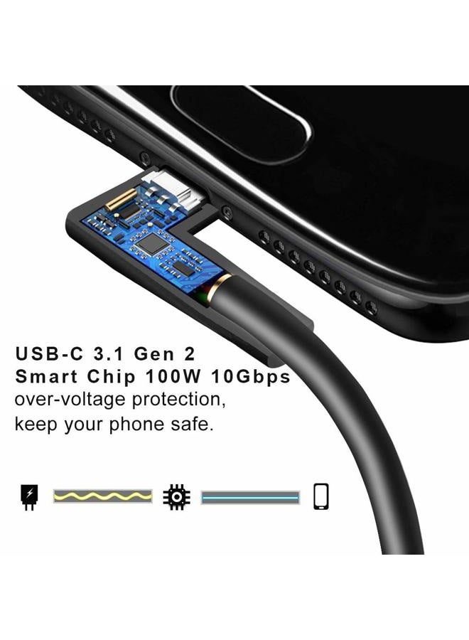 QCEs Right Angle USB C to USB C 3.1 Gen 2 Cable 6.6Ft, Type C Cable 10Gbps 100W PD Charging 4K Video Display Compatible with MacBook Pro/Air 2019 iPad Pro,Galaxy S20/Note 10,Pixel 3/4 XL,Oculus Quest - Image 3