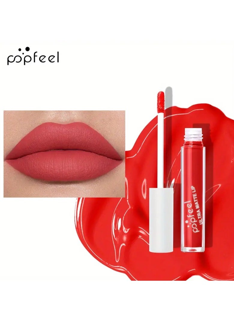 popfeel Non-stick Cup Matte Lip Gloss, Misty Lip Glaze, Non-fading Liquid Lipstick 8 Colors To Choose From Long Lasting High Pigmented Halloween Stage Makeup Valentine's Day Gifts #P301-6  - Image 1