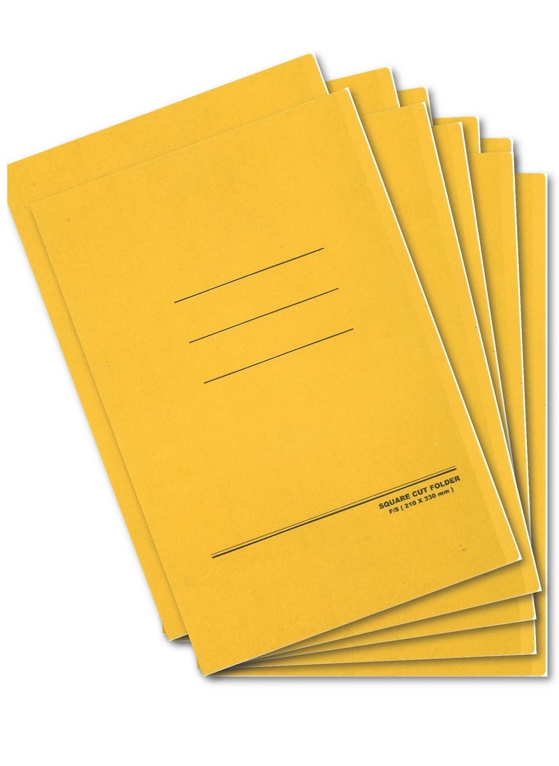 SUPER DEAL 50-Piece Foolscap Size Square Cut Folder Without Fastener Yellow  - Image 2