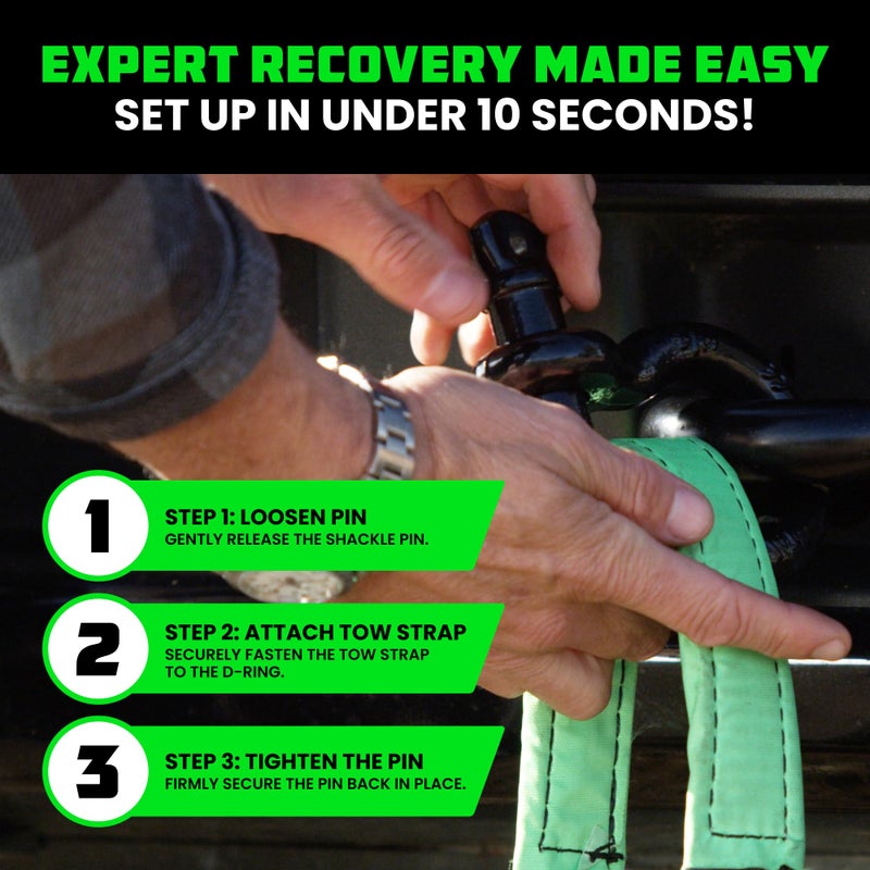 Rhino USA Heavy-Duty Recovery Gear Combos Off-Road Truck Vehicle Recovery, Best Offroad Towing Accessories - Backed for Life (20' Strap + Shackles) - Image 5