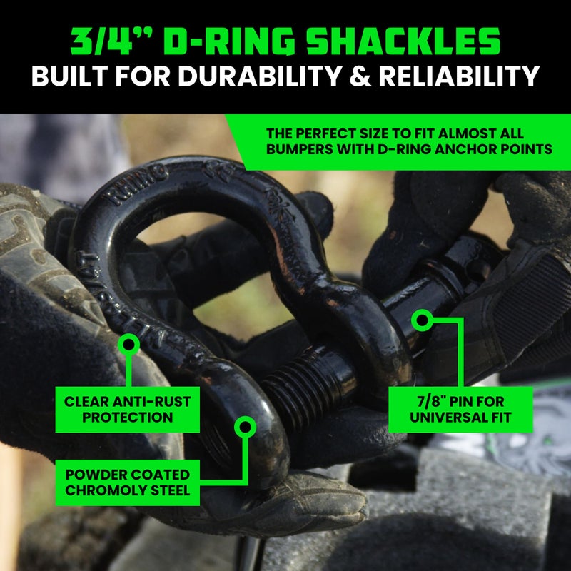 Rhino USA Heavy-Duty Recovery Gear Combos Off-Road Truck Vehicle Recovery, Best Offroad Towing Accessories - Backed for Life (20' Strap + Shackles) - Image 4