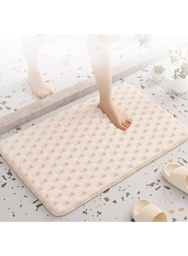 3-Piece Velvet Bathroom Rug Set – Soft Non-Slip Bath Mats Set with Contour Rug and Lid Cover – Absorbent, Machine Washable, Beige Bathroom  - Image 2
