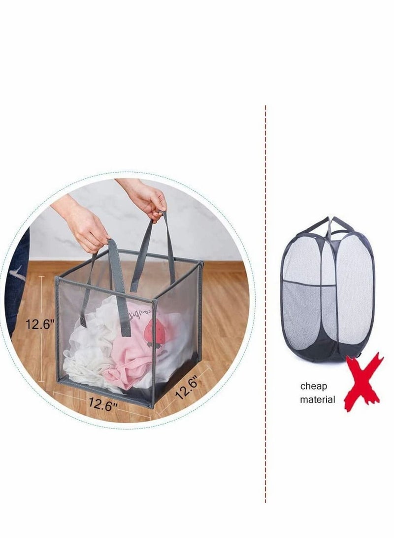Y&D Mesh Popup Laundry Hamper,With Handles,Portable and Collapsible Basket,Used for Room,Student Dormitory or Travel Storag (Gray, Single-Layer) - Image 5