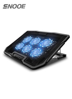 Snooe Laptop Cooling Pad, Laptop Cooler Stand with 6 Quiet Cooling Fans and 6 Height Adjustable Dual USB Powered Gaming Laptop Cooling Stand for 12-17 Inch Laptop Computer  - Image 1