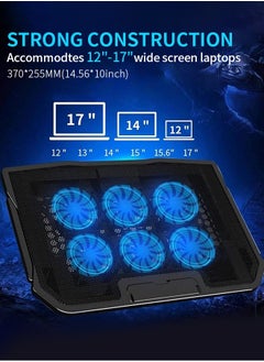 Snooe Laptop Cooling Pad, Laptop Cooler Stand with 6 Quiet Cooling Fans and 6 Height Adjustable Dual USB Powered Gaming Laptop Cooling Stand for 12-17 Inch Laptop Computer  - Image 3