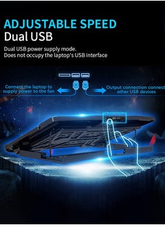 Snooe Laptop Cooling Pad, Laptop Cooler Stand with 6 Quiet Cooling Fans and 6 Height Adjustable Dual USB Powered Gaming Laptop Cooling Stand for 12-17 Inch Laptop Computer  - Image 5