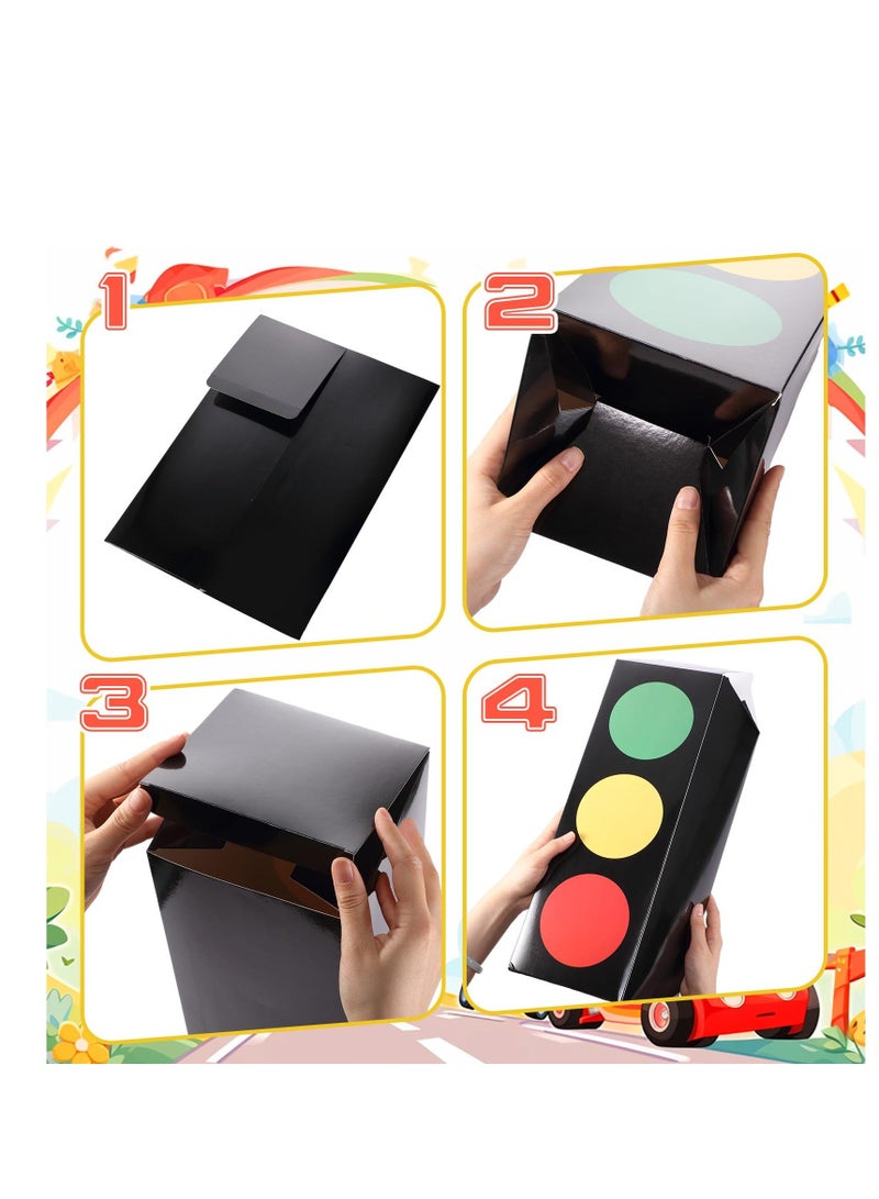 إسكدنيا صناديق هدايا إشارة المرور، 2 قطع 17'' إشارة مرور للطاولة، لعبة إشارة المرور، زينة عيد ميلاد سيارات للأولاد والبنات، حفلة عيد ميلاد بموضوع السيارات، صندوق هدايا حفلة - Image 4