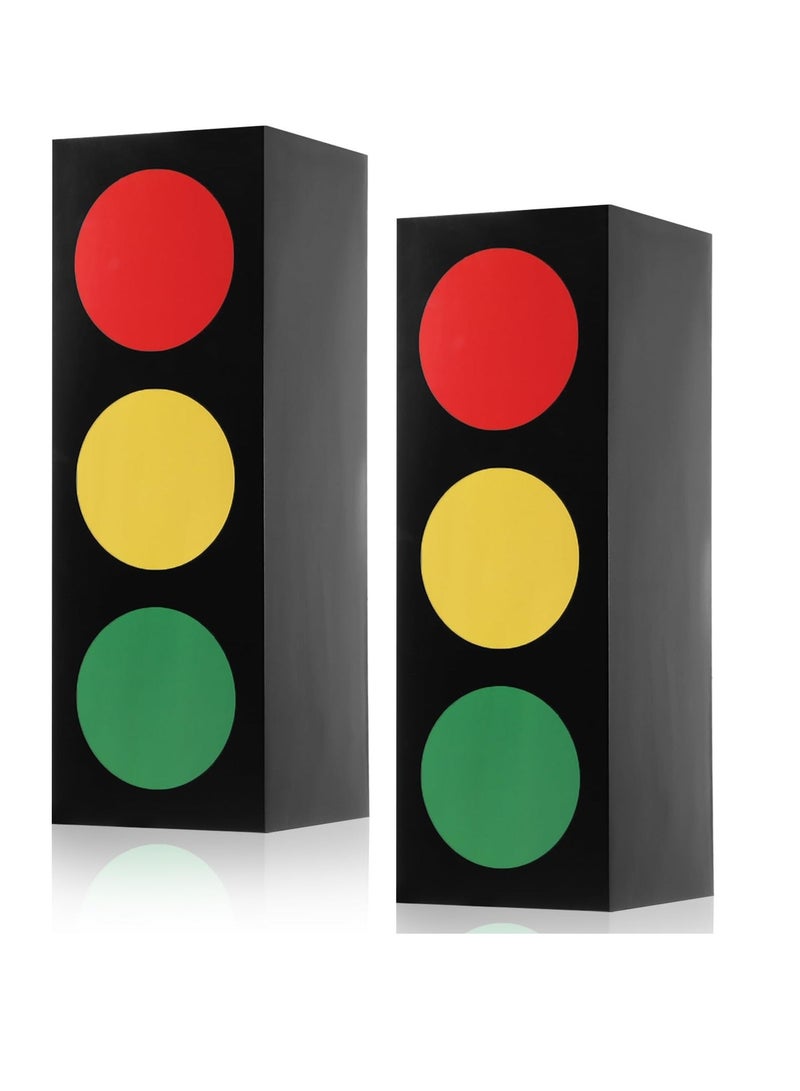 إسكدنيا صناديق هدايا إشارة المرور، 2 قطع 17'' إشارة مرور للطاولة، لعبة إشارة المرور، زينة عيد ميلاد سيارات للأولاد والبنات، حفلة عيد ميلاد بموضوع السيارات، صندوق هدايا حفلة - Image 1