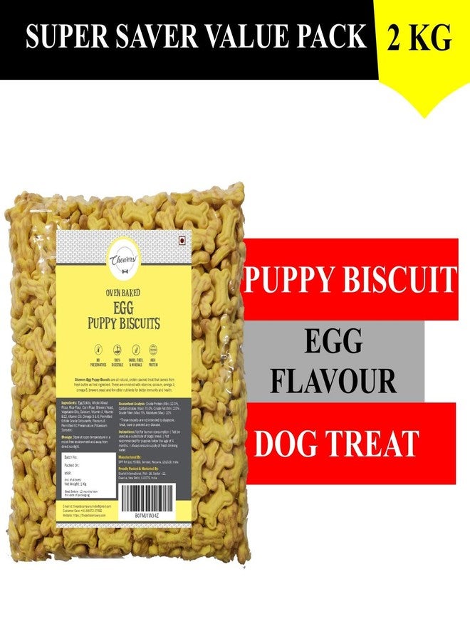 Chewers Oven Baked Real Egg Puppy Biscuits, Dog Treat 1 Kg (Pack of 2) - Image 3