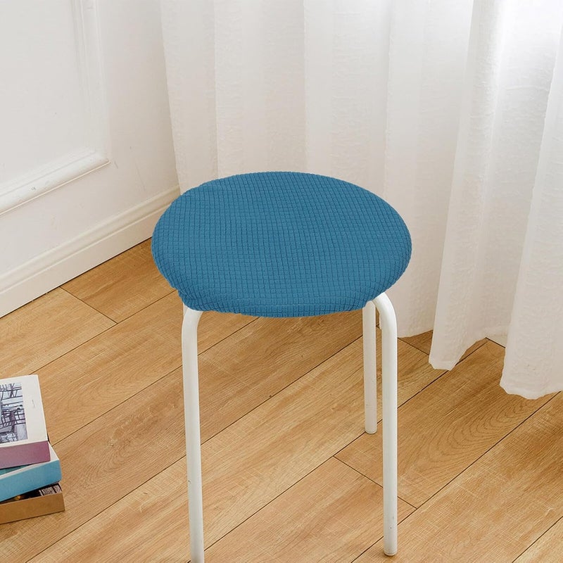 2 Pcs Round Stool Seat Covers for Swivel Chairs, Dustproof Bar Stool Chair Covers, Dark Green Small Size Fits 25-30cm Diameter, Kitchen and Living Room Protective Slipcovers - Image 5