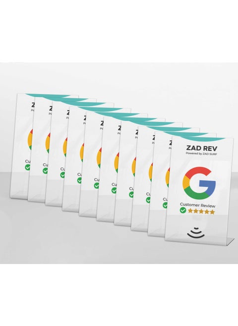 Pack of 10 Zad Rev Google Reviews NFC Stand  from (Zad Surf) allowing  you boosting Reviews - iOS and Android