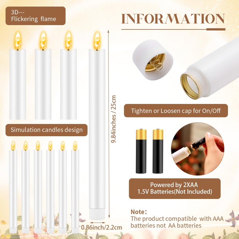 FillTouch 30 Pcs Gold Candlestick Holders with Flameless LED Candles Bulk Includes 15 Metal Candle Holders and 15 Battery Operated Taper Candles for Wedding Valentines Table Centerpieces Home Decor - Image 2