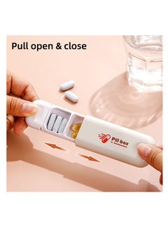 NOVOLAN NOVOLAN Portable Pill Box 2-Pack, Pull-Out Design Leather Pull Cord, Household Portable Small Pill Box One Day Sub-Package Pill Box Elderly Carry With Sub-Pill Box Mini Pill Sub-Package Box, Beige & Grey  - Image 2