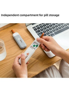 NOVOLAN NOVOLAN Portable Pill Box 2-Pack, Pull-Out Design Leather Pull Cord, Household Portable Small Pill Box One Day Sub-Package Pill Box Elderly Carry With Sub-Pill Box Mini Pill Sub-Package Box, Beige & Grey  - Image 3