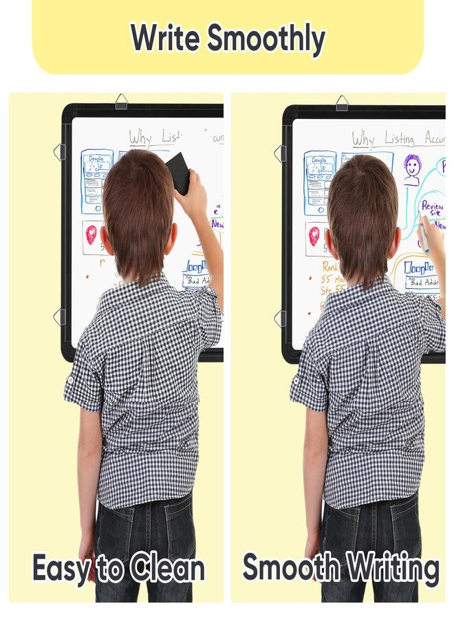 VUSIGN لوحة بيضاء قابلة للمسح الجاف من VUSIGN، مقاس 16 × 12 بوصة، ذات وجهين، لوحة بيضاء معلقة قابلة للمسح الجاف للمكتب، أو المكتب، أو المطبخ، أو غرفة النوم، لون أسود - Image 5