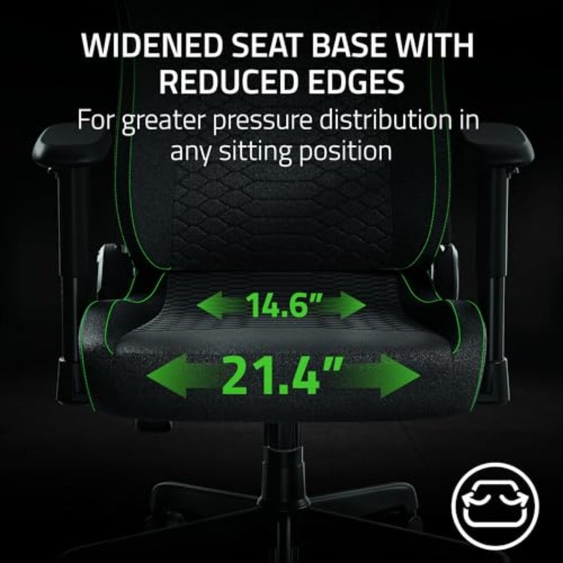 Ergonomic gaming chair for long sessions: black plush fabric, high-density foam cushions, built-in lumbar support, widened seat, 152-degree recline, 2D armrests - Image 4