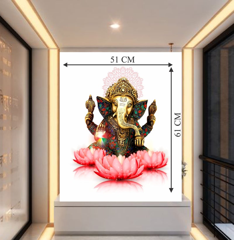 DivineDesigns Shri Ganesha Ji Wall Sticker (PVC Vinyl, 51 cm x 61 cm, Multicolour) - Image 3