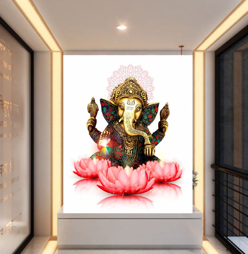 DivineDesigns Shri Ganesha Ji Wall Sticker (PVC Vinyl, 51 cm x 61 cm, Multicolour) - Image 1