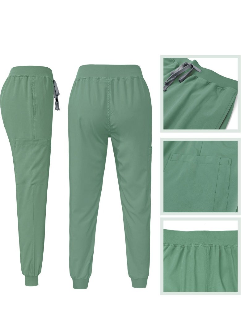 Loquat Medical Uniform Unisex Scrubs Set Medical Scrubs 2 Piece Set Top and Pants Suit Mint Green  - Image 3