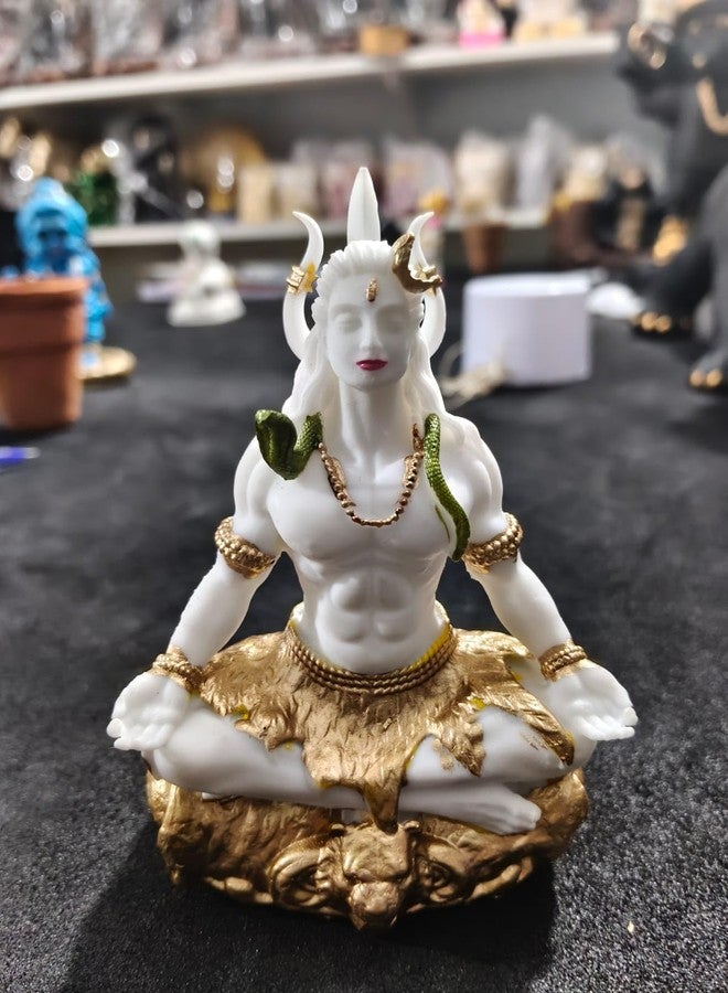 Ramashram Shiv Ji 3D Murti Idol – Divine Lord Shiva Statue for Car Dashboard, Home & Office Décor – Handcrafted Spiritual Idol for Blessings and Protection (White) - Image 2