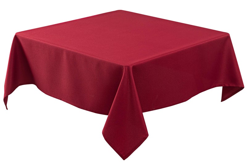 Biscaynebay Biscaynebay Textured Fabric Square Table Cloth 60x60 Inch Red Water Resistant Spill Proof Tablecloths Small Card Folding Table Covers Linen for Dining Kitchen Wedding and Parties Machine Washable 