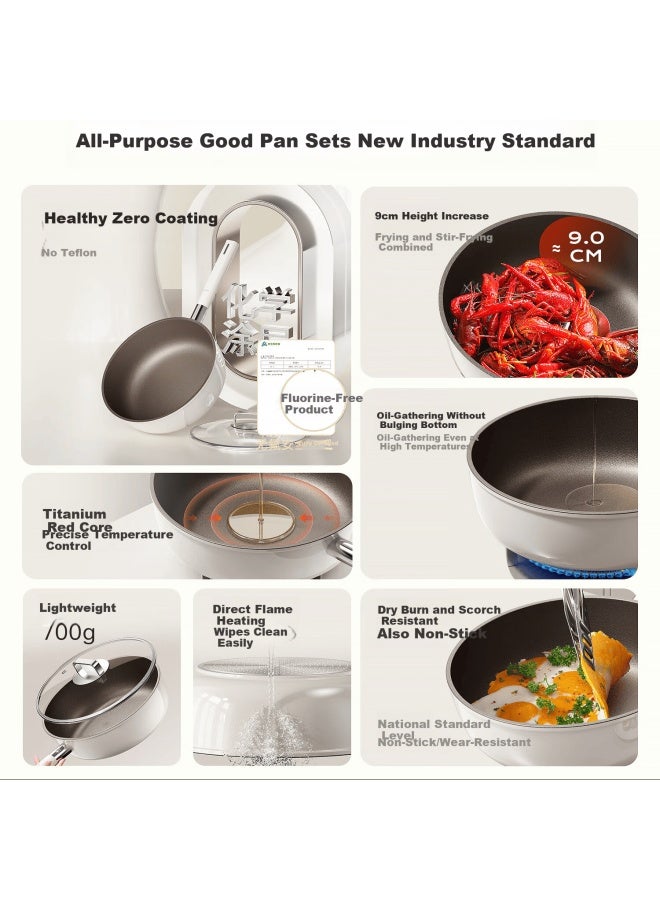 Nintaus Non-stick Titanium Ceramic Flat Frying Pan Small Skillet No Coating Household Cooking Pan Pancake Pan Compatible With Gas And Induction Cooktops - Image 1