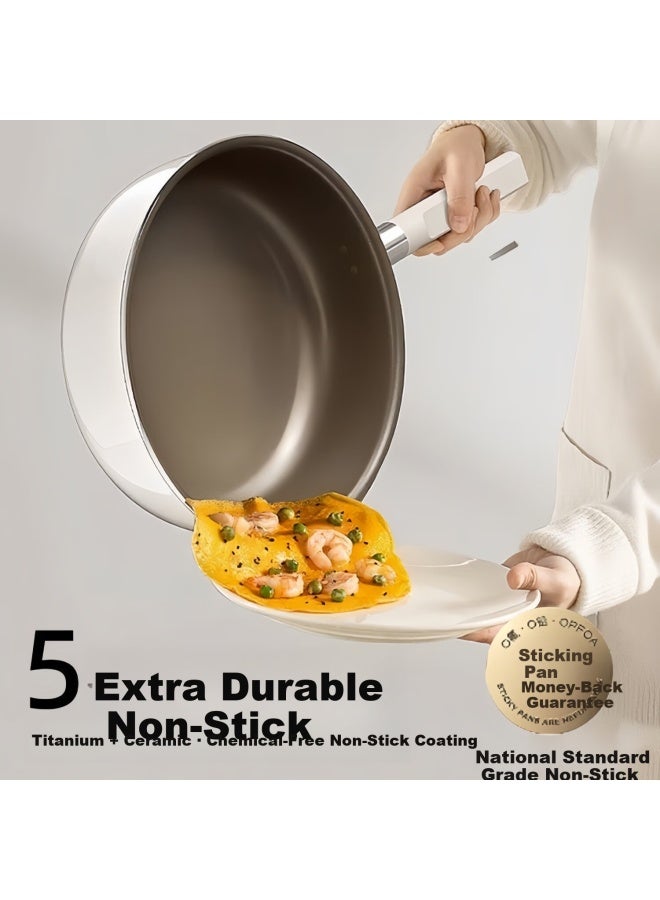 Nintaus Non-stick Titanium Ceramic Flat Frying Pan Small Skillet No Coating Household Cooking Pan Pancake Pan Compatible With Gas And Induction Cooktops - Image 5