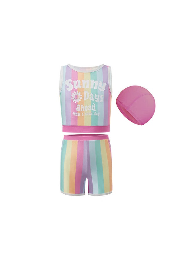 Aimer Kids Holiday Swimsuit Set Girls Swimwear Sun Protection 50+ Chlorine Resistant Split Design 130 - Image 5