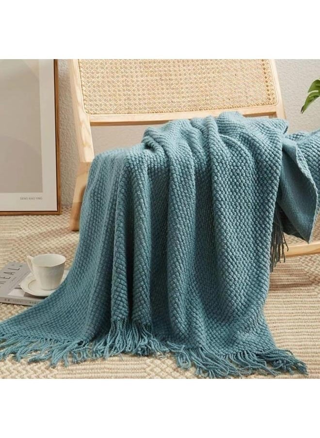 yongsheng Cozy Lightweight Decorative Throw, Warm Woven Blanket with Tassels for Couch Sofa, Bed and Living Room, All Seasons for Women, Men and Kids (127x176cm)  - Image 1