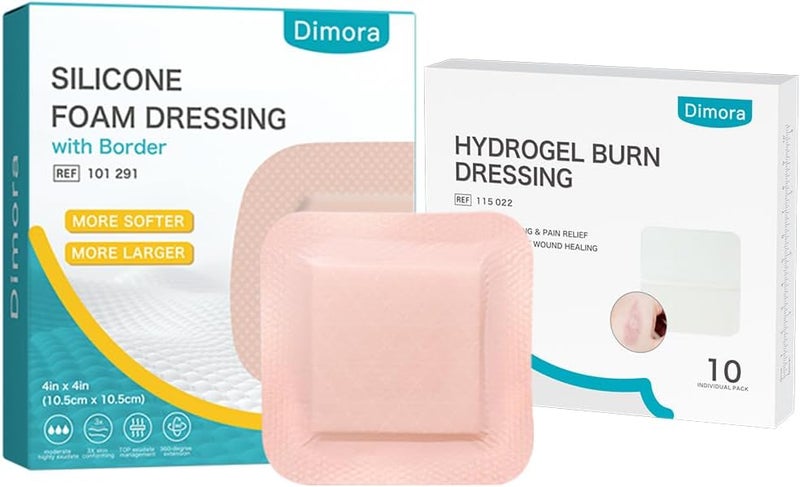 Dimora Hydrogel Burn Dressing 4 x 4  Ultra Soft Silicone Foam Dressing 4x4 - Image 1