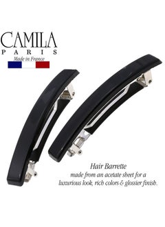 CAMILA Paris Ad2/2 French Hair Barrette Clip For Girls Set Of 2 Black Small Rubberized Metal Clasp Strong Hold Grip Hair Clips For Women No Slip Styling Girls Hair Accessories Made In France  - Image 2