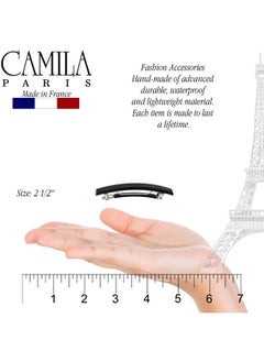 CAMILA Paris Ad2/2 French Hair Barrette Clip For Girls Set Of 2 Black Small Rubberized Metal Clasp Strong Hold Grip Hair Clips For Women No Slip Styling Girls Hair Accessories Made In France  - Image 3