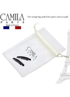 CAMILA Paris Ad2/2 French Hair Barrette Clip For Girls Set Of 2 Black Small Rubberized Metal Clasp Strong Hold Grip Hair Clips For Women No Slip Styling Girls Hair Accessories Made In France  - Image 5