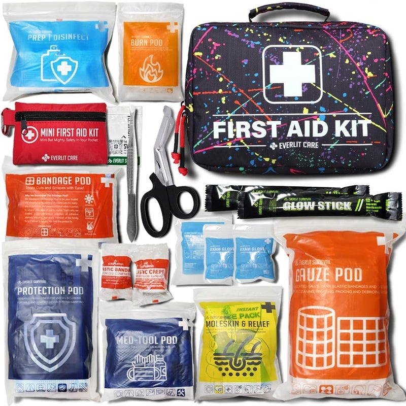 EVERLIT CARE EVERLIT Home First Aid Kit for Any Emergencies Ideal for Home Office Car Travel Outdoor Camping Hiking Boating Splatter - Image 1