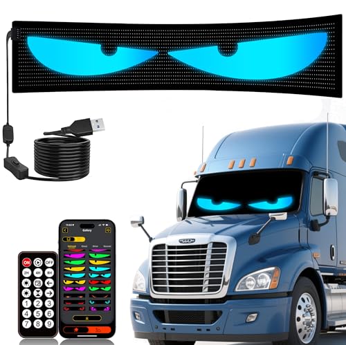 Sooguard LED Eyes for Truck Windshield 524x76in Ojos led para Carro DIY Programmable LED Matrix Panel with Dual Bluetooth APP Remote Control for SemiTruckWindshield Modification - Image 1