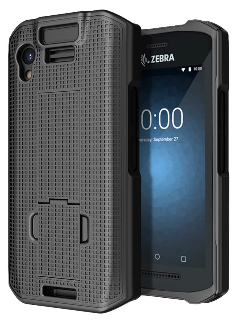 Nakedcellphone Case with Stand for Zebra TC21 TC26 Mobile Computer Scanner, Nakedcellphone Textured Slim Hard Shell Protector Cover with Kickstand - Black  - Image 1