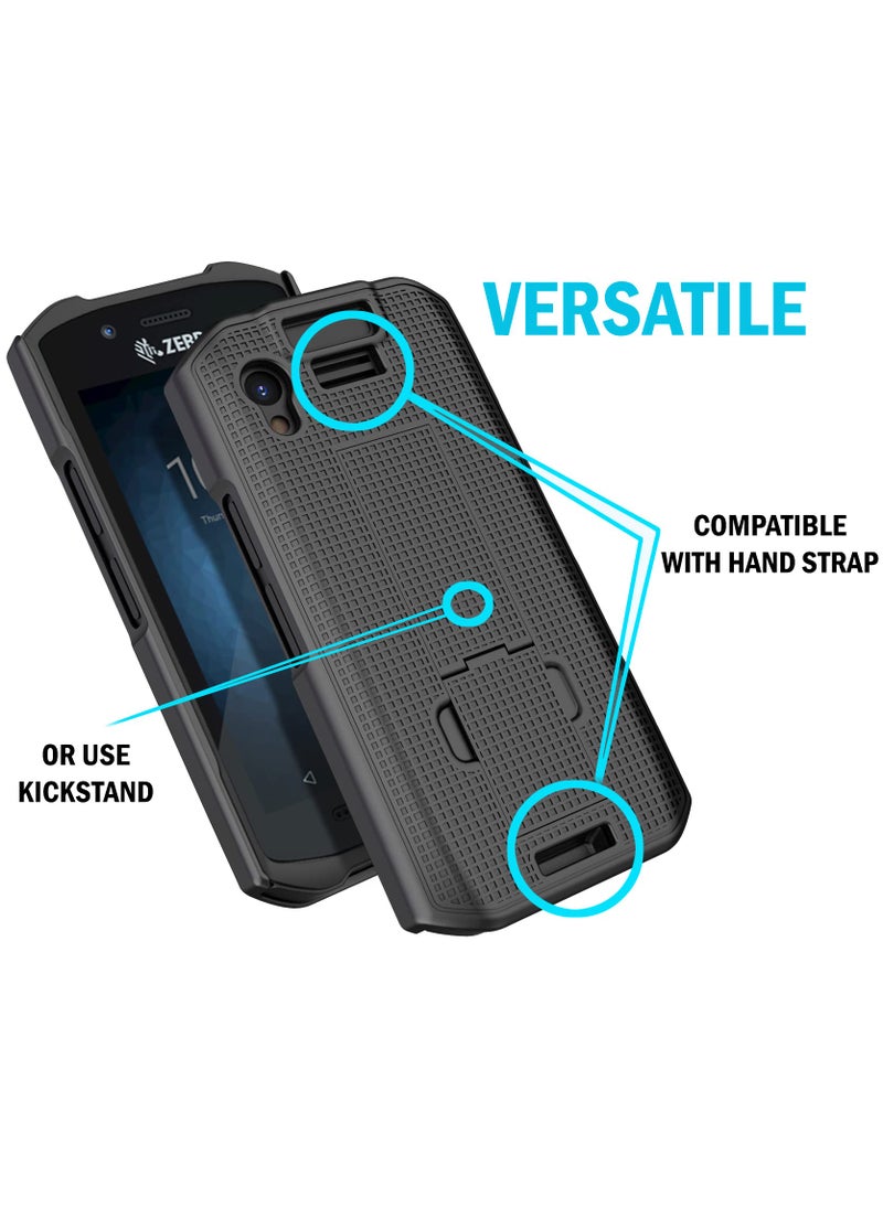 Nakedcellphone Case with Stand for Zebra TC21 TC26 Mobile Computer Scanner, Nakedcellphone Textured Slim Hard Shell Protector Cover with Kickstand - Black  - Image 3