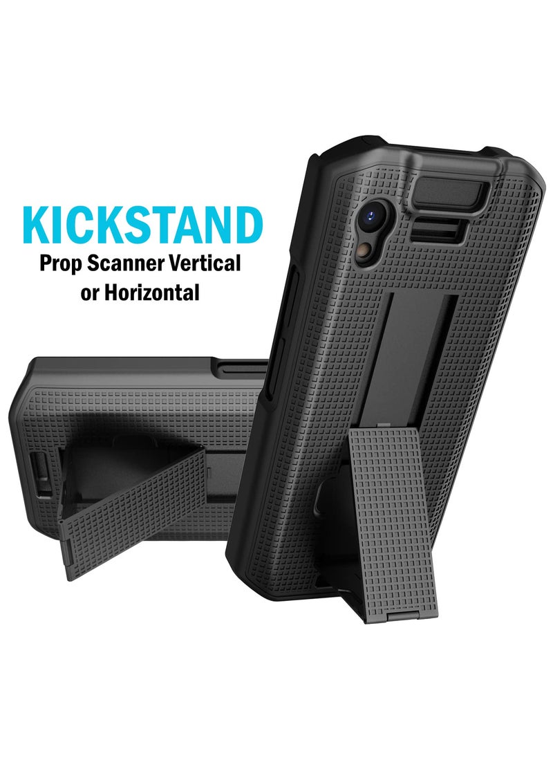 Nakedcellphone Case with Stand for Zebra TC21 TC26 Mobile Computer Scanner, Nakedcellphone Textured Slim Hard Shell Protector Cover with Kickstand - Black  - Image 5