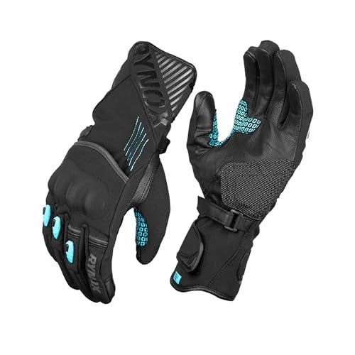 Rynox Dry Ice Insulated Waterproof Gloves | Impact Protection | Abrasion Resistance | Full Gauntlet Motorcycle Riding Gloves - Black Blue, Large, Cycling, Polyester - Image 1