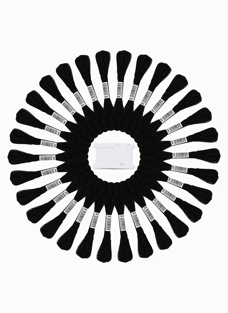 SYOSI Embroidery Floss, 24 Skeins Black Embroidery Cross Stitch Threads Embroidery Floss Friendship Bracelets Floss Crafts Floss Hand Embroidery Thread with 30 Pieces Floss Bobbins  - Image 1