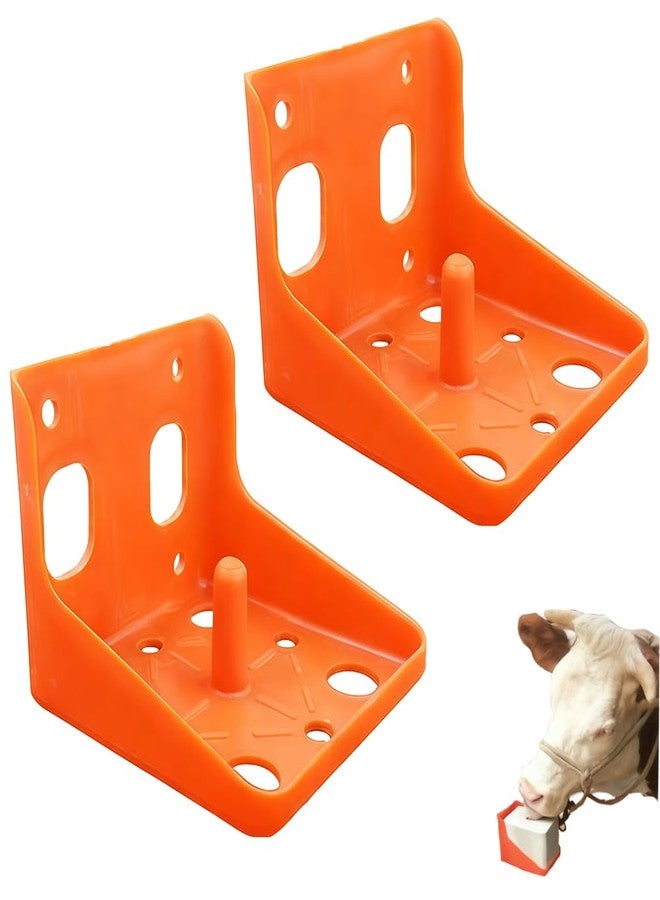 DQITJ 2 Pack Thick Salt Block Holder Mineral Brick Feeder Tray for Cattle Horse Goat Sheep (Small Size, Orange) - Image 1
