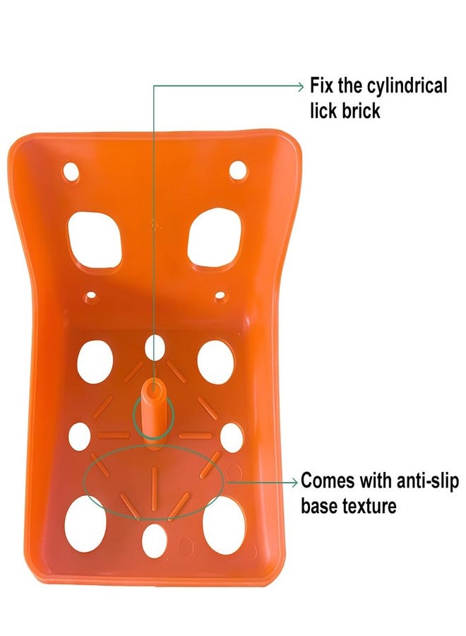 DQITJ 2 Pack Thick Salt Block Holder Mineral Brick Feeder Tray for Cattle Horse Goat Sheep (Small Size, Orange) - Image 4