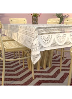 Kuber Industries Kuber Industries Dining Table cover 6 Seater|Table Cloth for 6 Seater Dining Table|Table Sheet For dining, Party, Events|Finest Cotton & Washable|Indoor And Outdoor Use "90x60" (White)  - Image 4