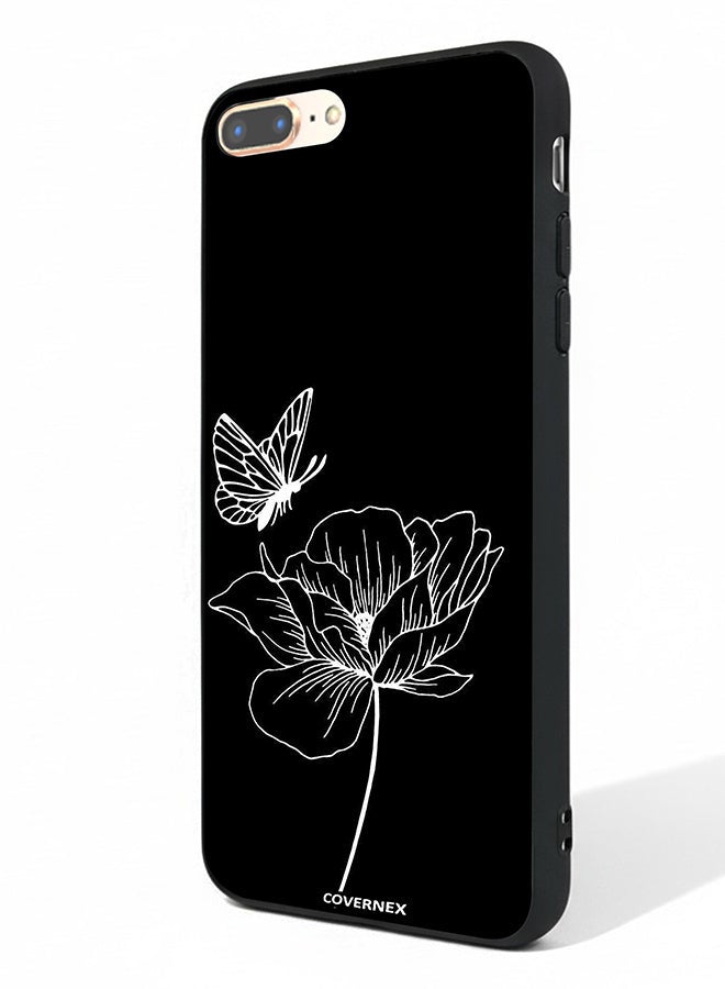 Covernex Apple iPhone 7 Plus Protective Case Cover Printed Featuring Minimalist Butterfly and Bloom Line Art - Image 1