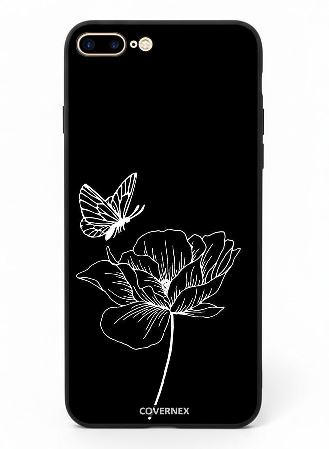 Covernex Apple iPhone 7 Plus Protective Case Cover Printed Featuring Minimalist Butterfly and Bloom Line Art - Image 2